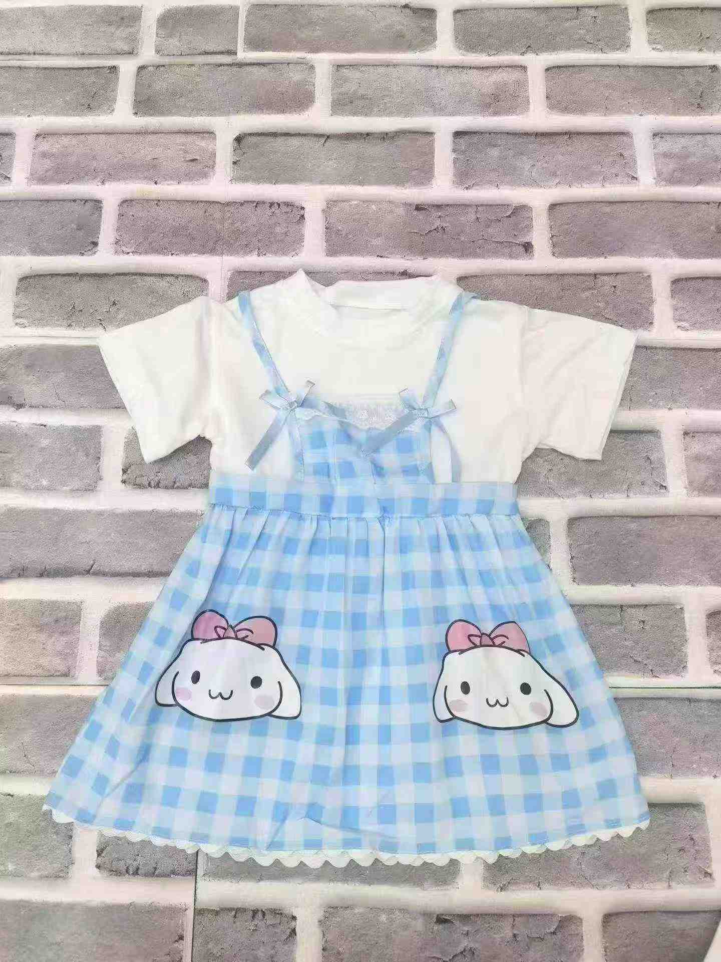 Vestido de tirantes falso dos piezas para bebé niña de verano con estampado de cuadros de dibujos animados, aproximadamente 1500 unidades - Image 9