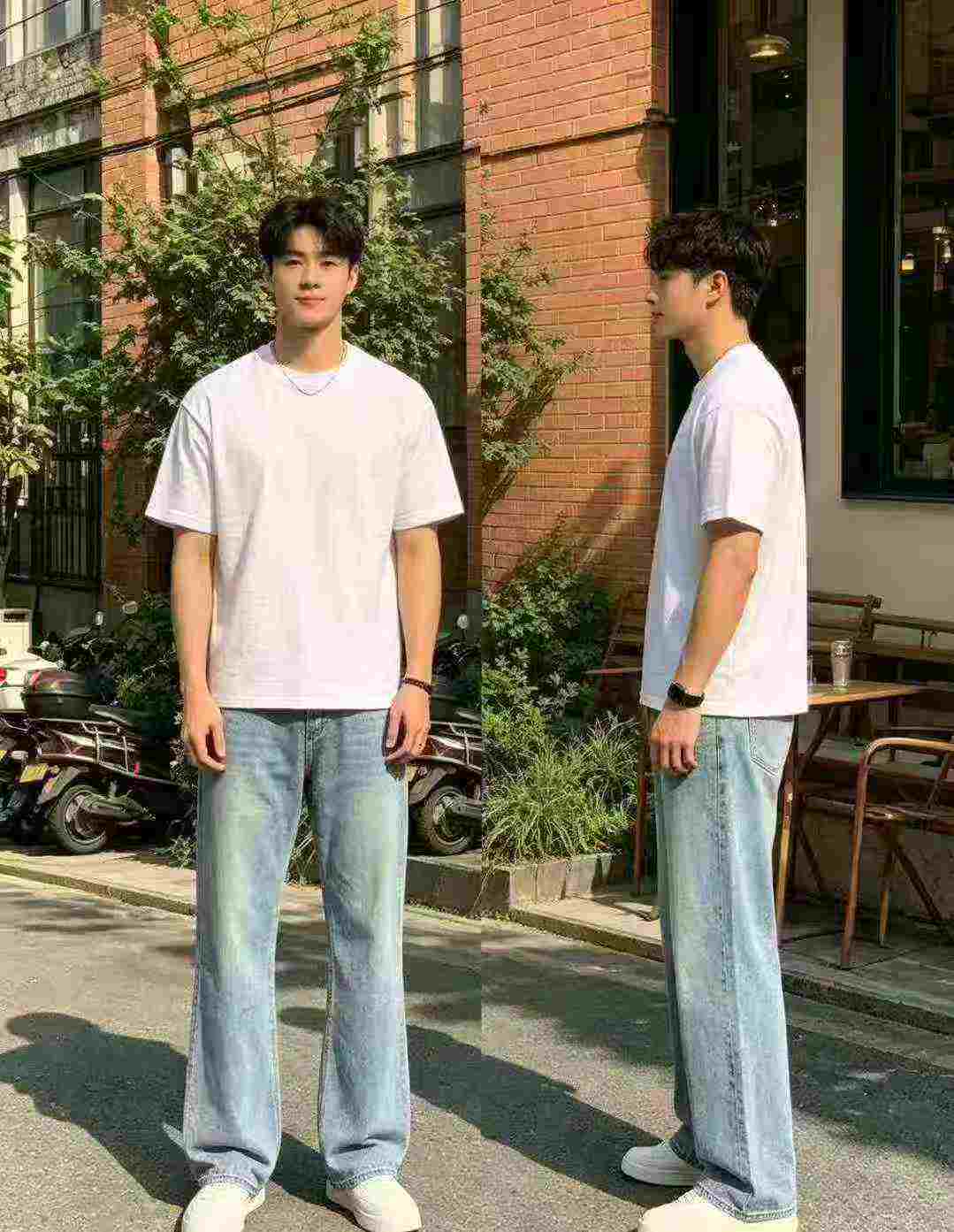 Jeans évasés amples d'été pour homme, style High Street américain délavé à motif éclair, 225 pièces - Image 2