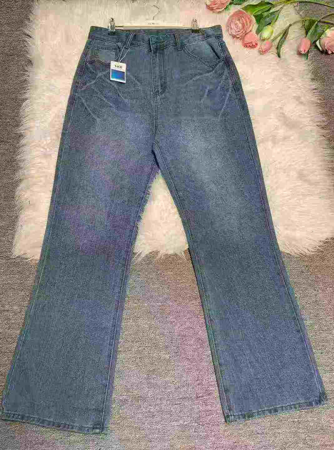 Jeans évasés amples d'été pour homme, style High Street américain délavé à motif éclair, 225 pièces - Image 3