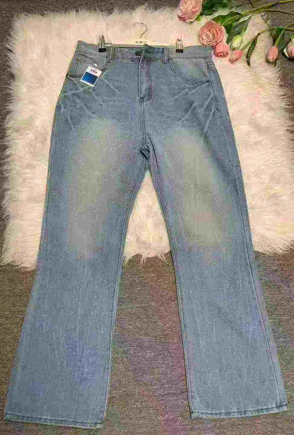 Jeans évasés amples d'été pour homme, style High Street américain délavé à motif éclair, 225 pièces - Image 5