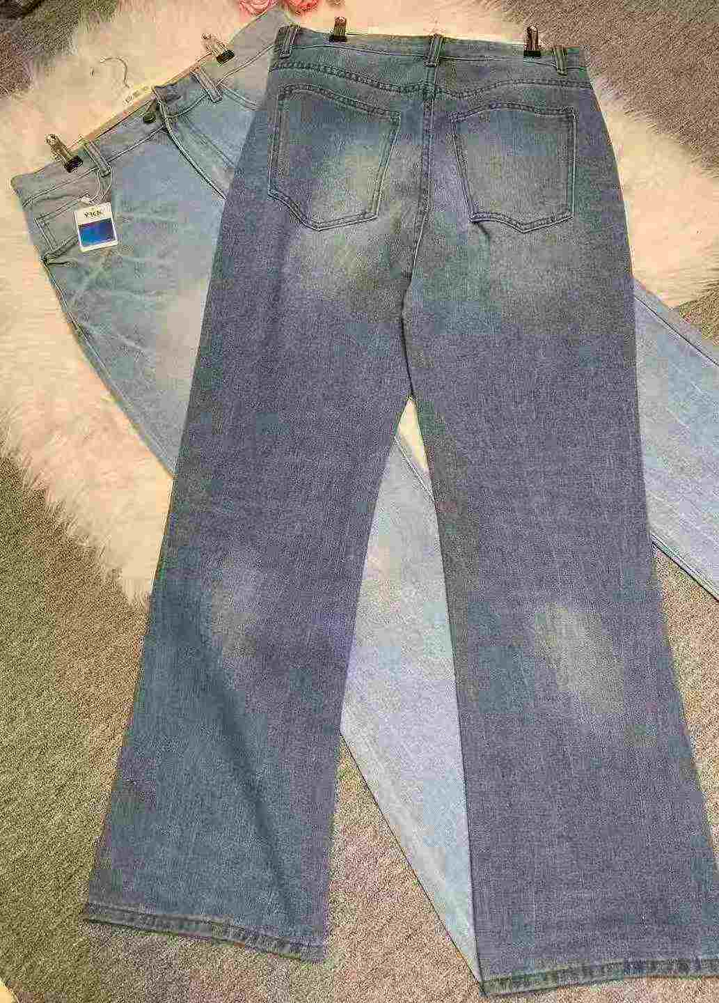 Jeans évasés amples d'été pour homme, style High Street américain délavé à motif éclair, 225 pièces - Image 7