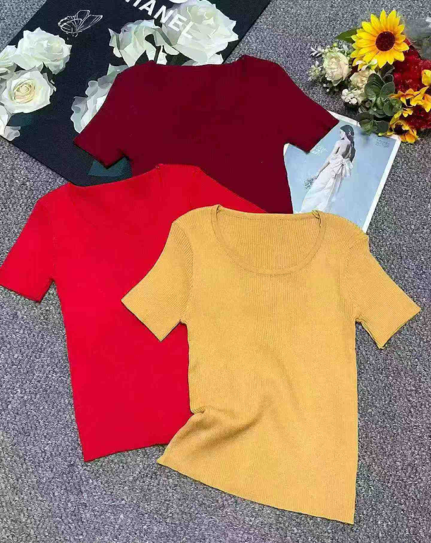 Baju Rajut Lengan Pendek Leher Bulat Polos Slim Fit Musim Panas 430 Potong - Image 2