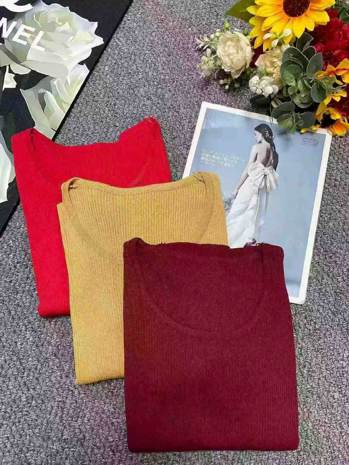 Baju Rajut Lengan Pendek Leher Bulat Polos Slim Fit Musim Panas 430 Potong - Image 3