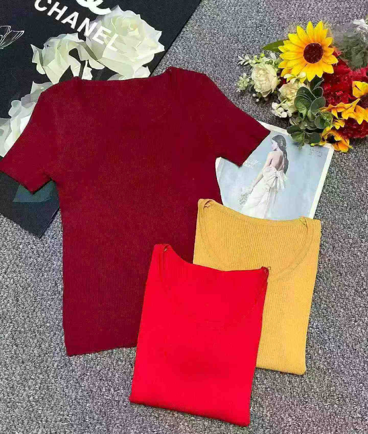 Baju Rajut Lengan Pendek Leher Bulat Polos Slim Fit Musim Panas 430 Potong - Image 4