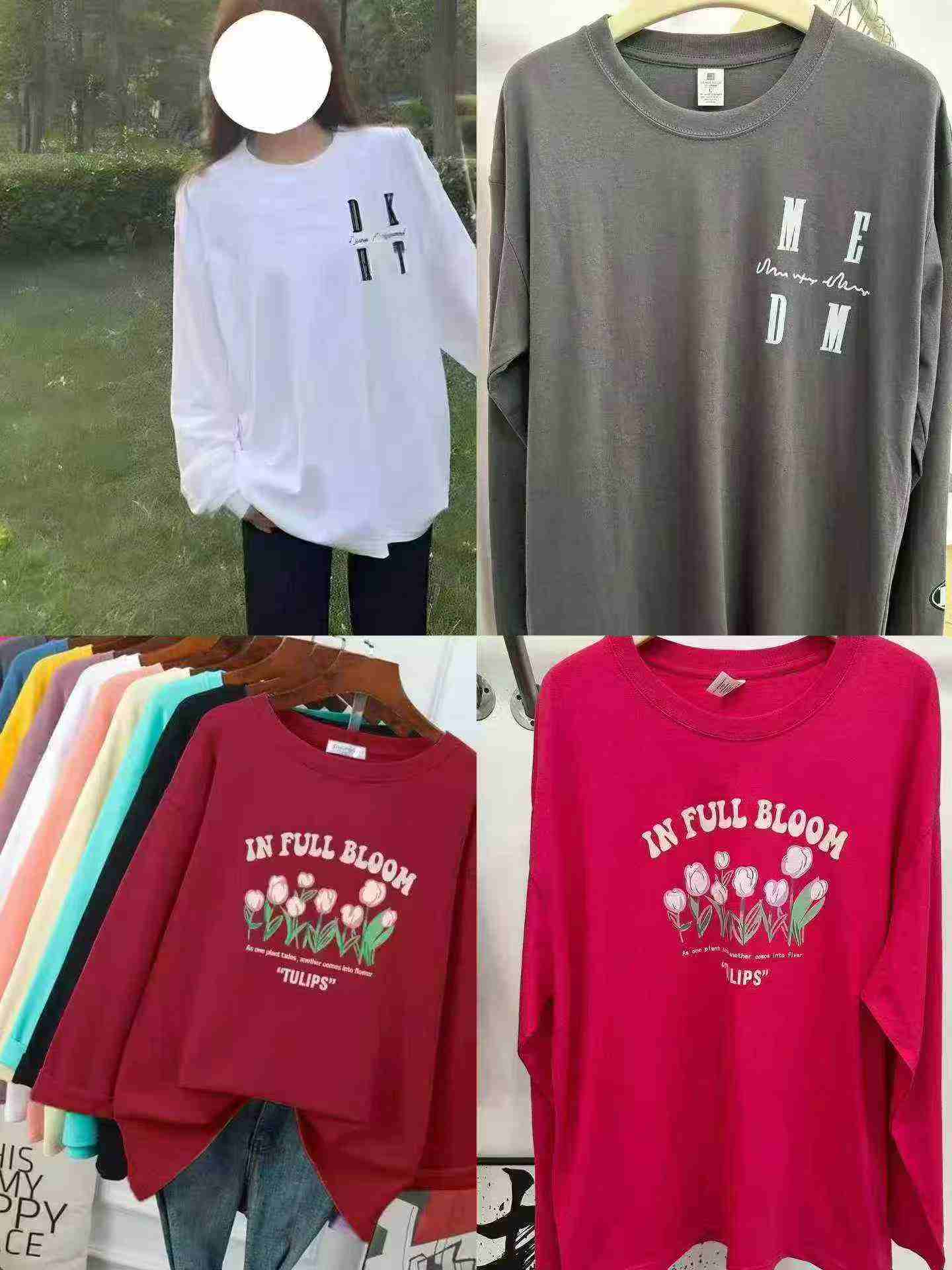 1000 Buah Kaos Lengan Panjang Leher Bulat Katun Wanita - Image 4