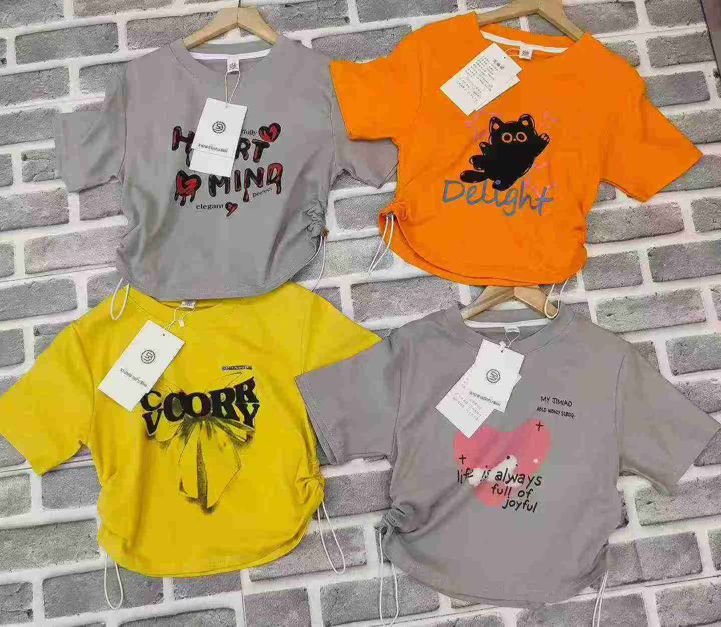 About 400 Pcs Cotton Sexy Drawstring Short Sleeve T-Shirts - Image 3