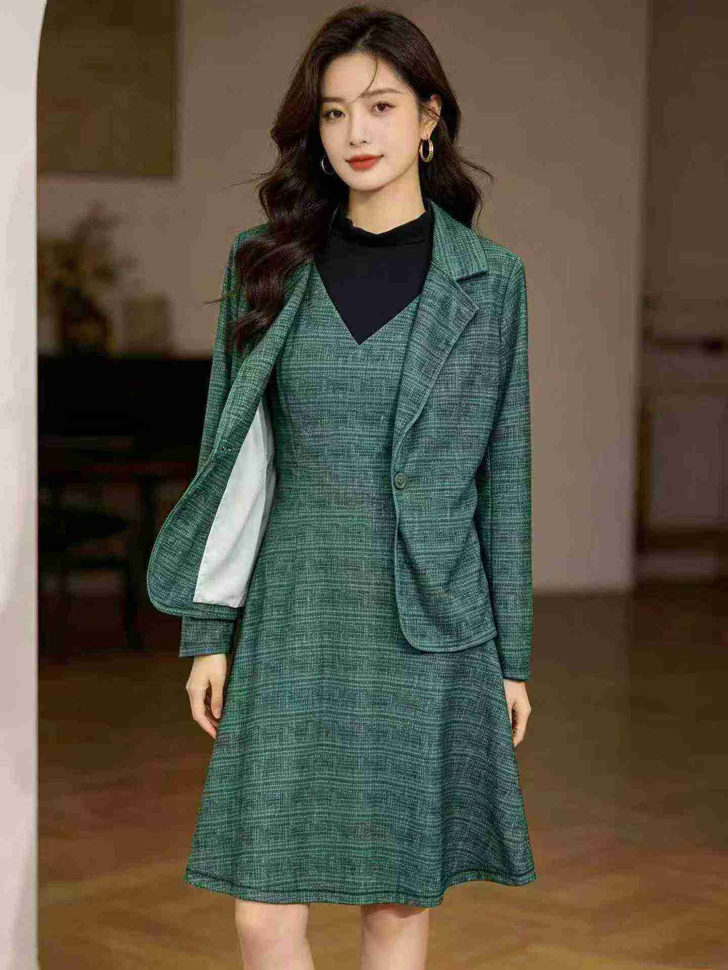 150 Peças de Vestido Casaco Casual com Blocos de Cores Emendados - Image 5