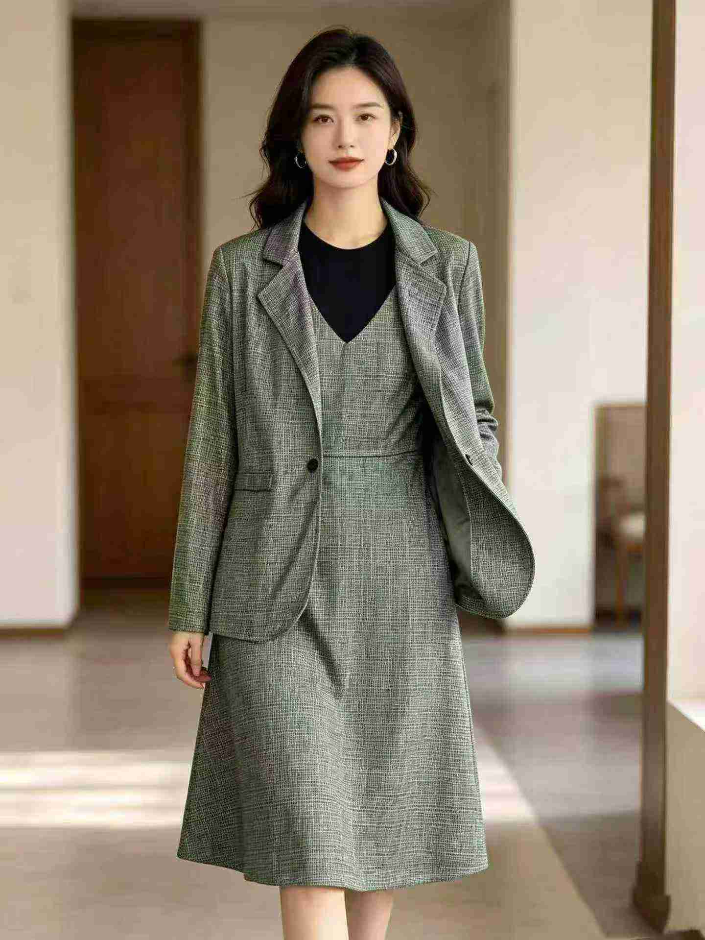 150 Peças de Vestido Casaco Casual com Blocos de Cores Emendados - Image 6