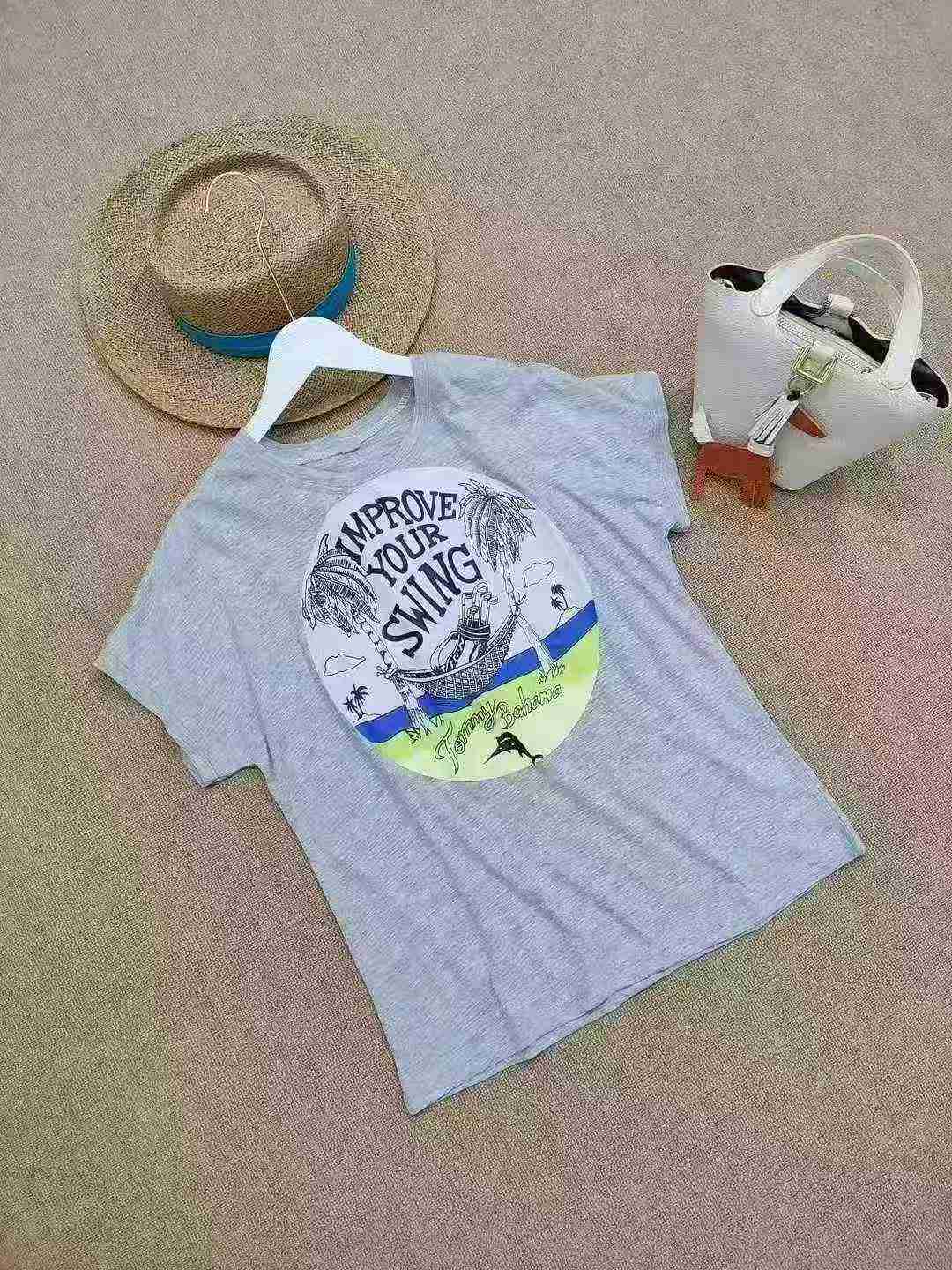 220 Pcs Letter Cat Print Casual Slub Cotton T-shirts - Image 6