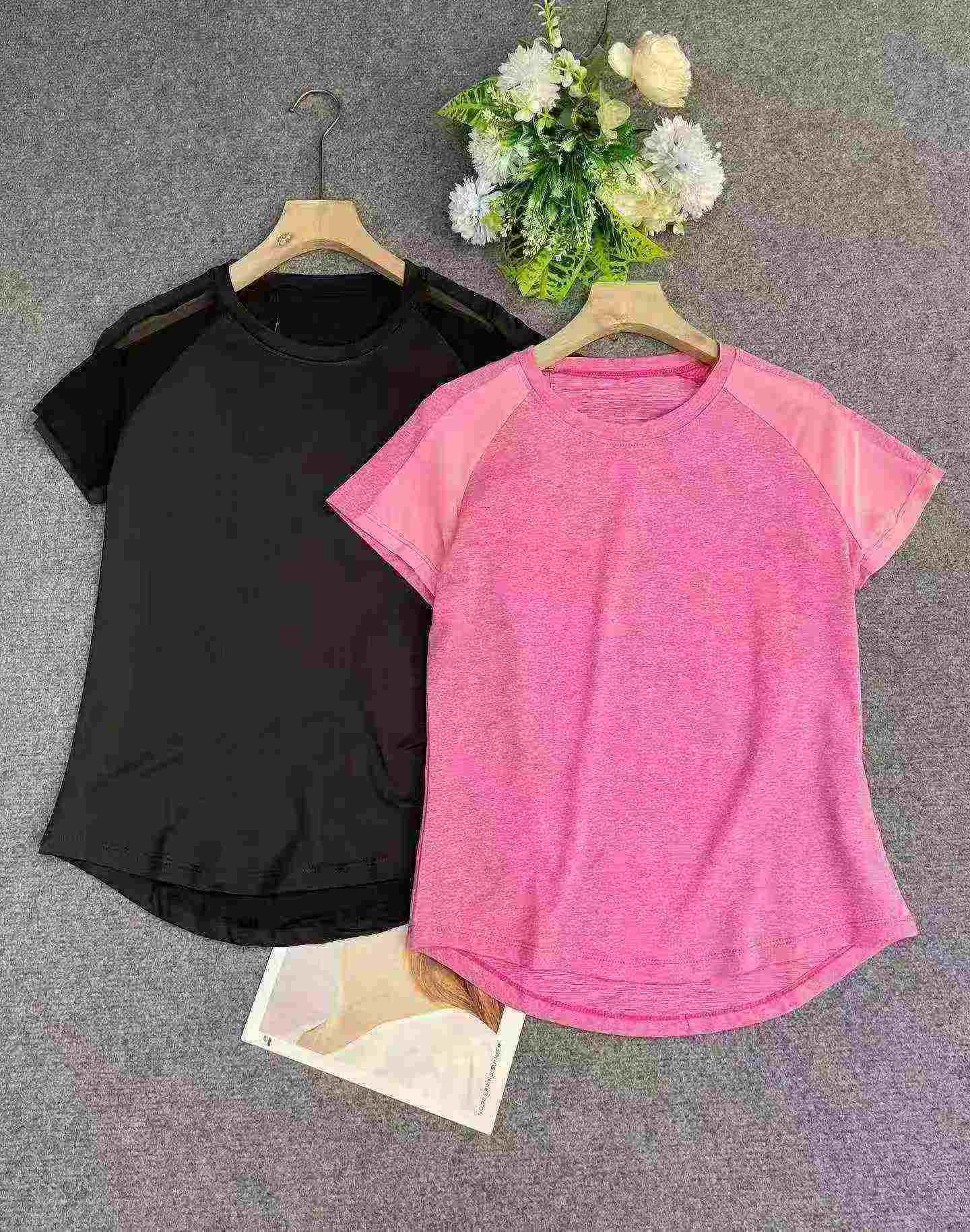 1400PCS Spliced Mesh Quick Dry Sports Yoga Short Sleeve Tops - Image 2