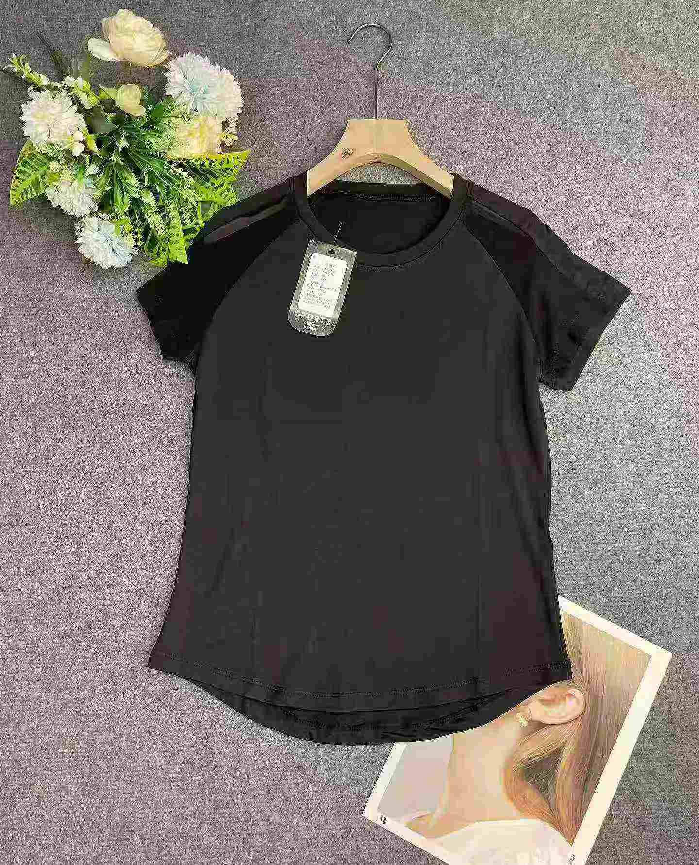 1400PCS Spliced Mesh Quick Dry Sports Yoga Short Sleeve Tops - Image 4