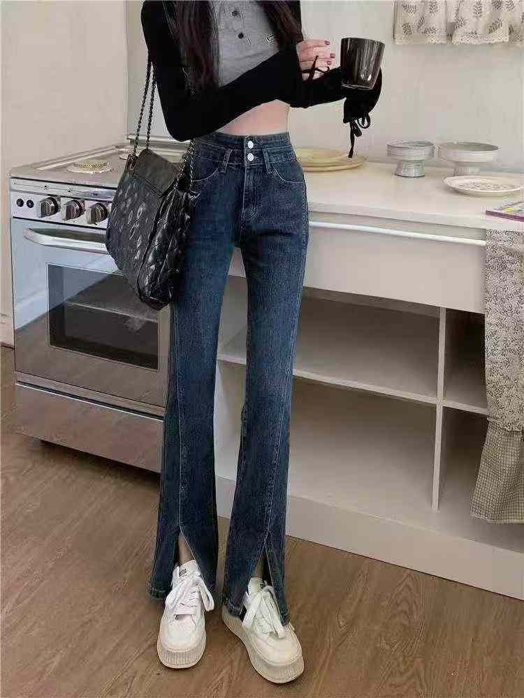 New Spring Summer Vintage Split High Waist Flared Jeans, About 320 Pcs - Image 4