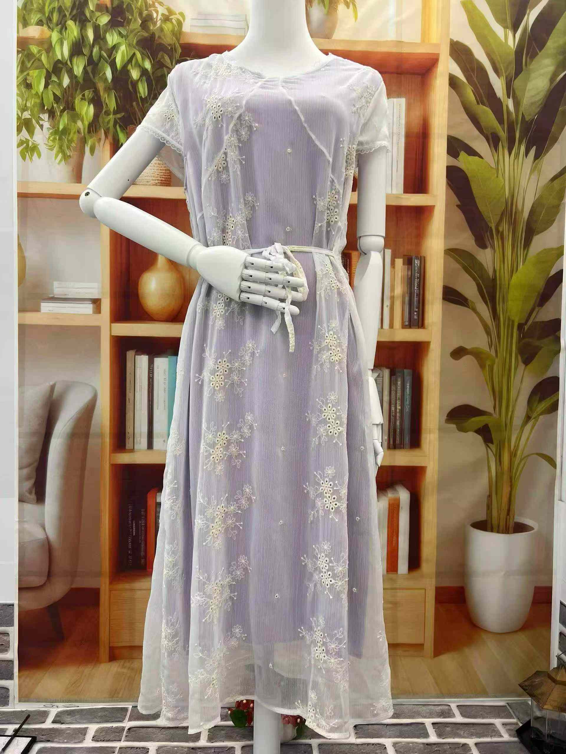 4100 Pcs New Summer Embroidered Slim Long Dress - Image 3