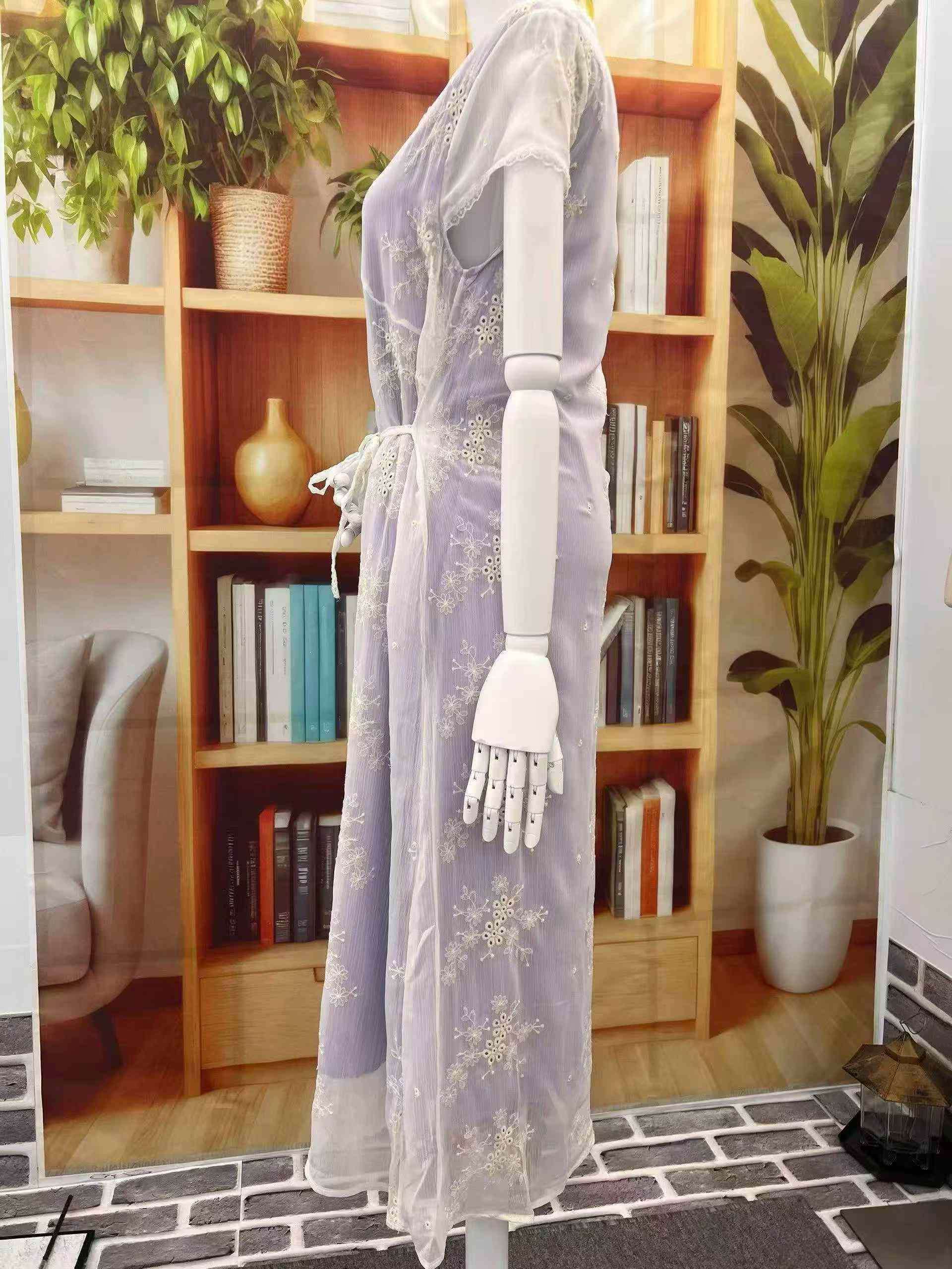 4100 Pcs New Summer Embroidered Slim Long Dress - Image 4