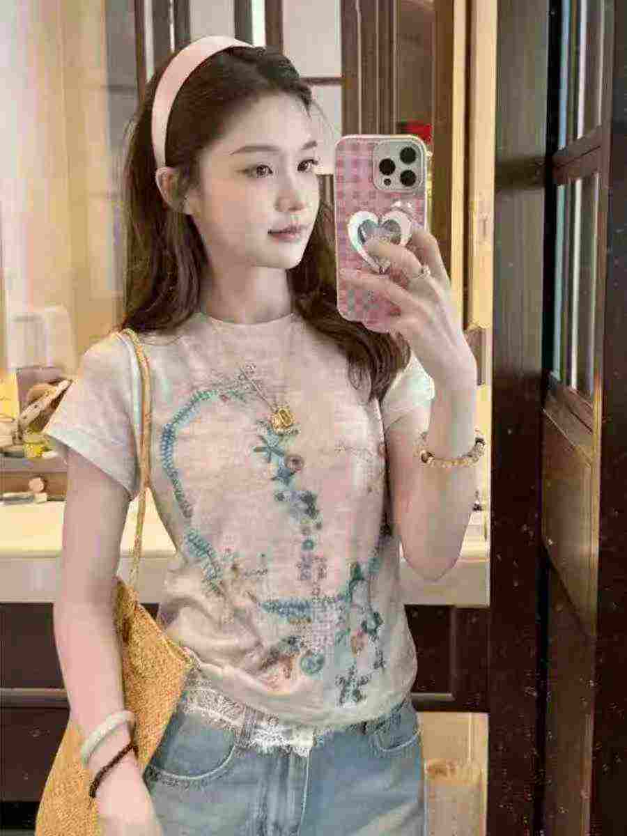 192 Pieces Mesh Eye Print Sexy Regular Shoulder T-Shirts - Image 2