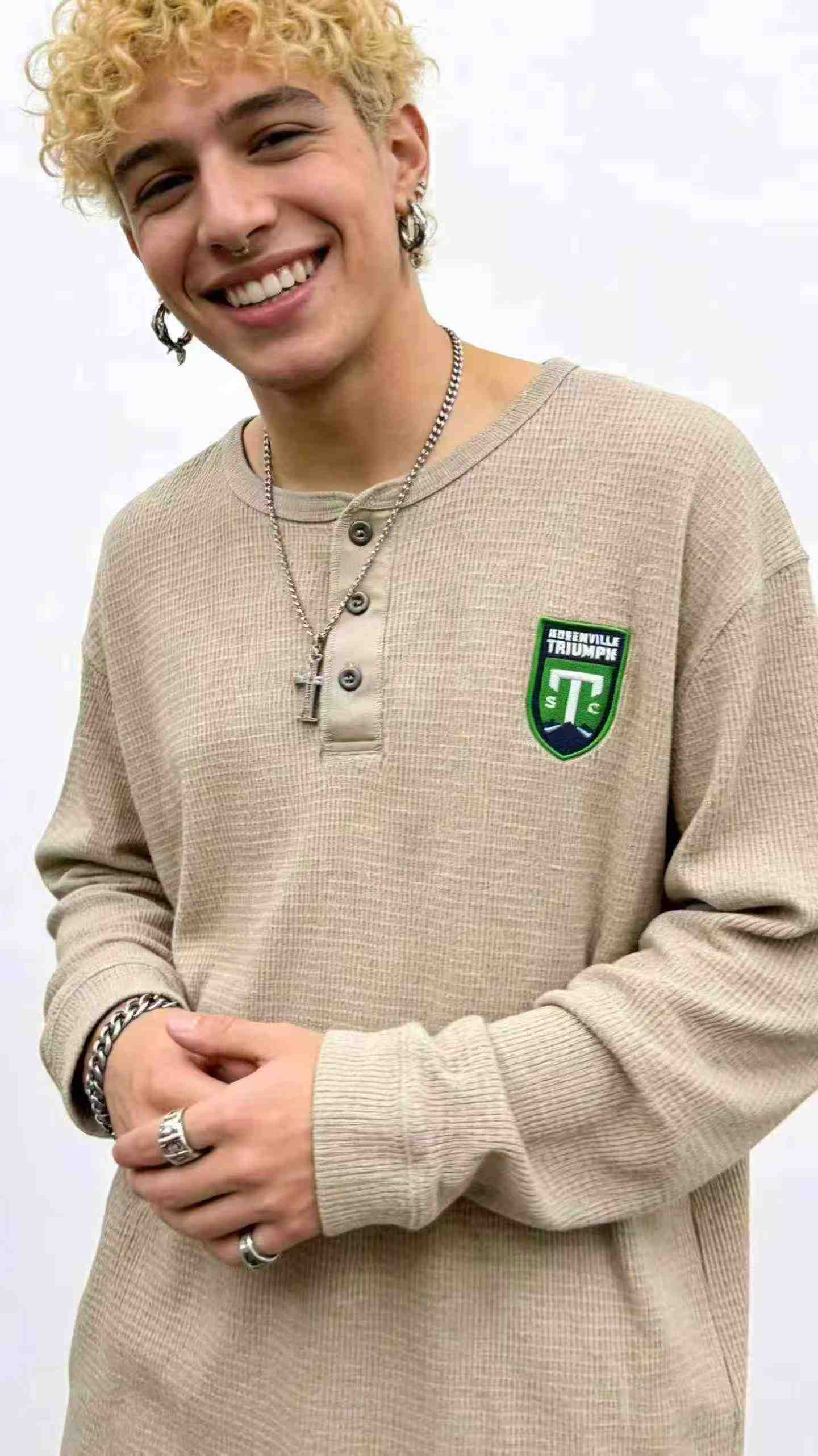 320 Pieces Foreign Trade Brand Men's Pure Cotton Waffle Tops - Image 2