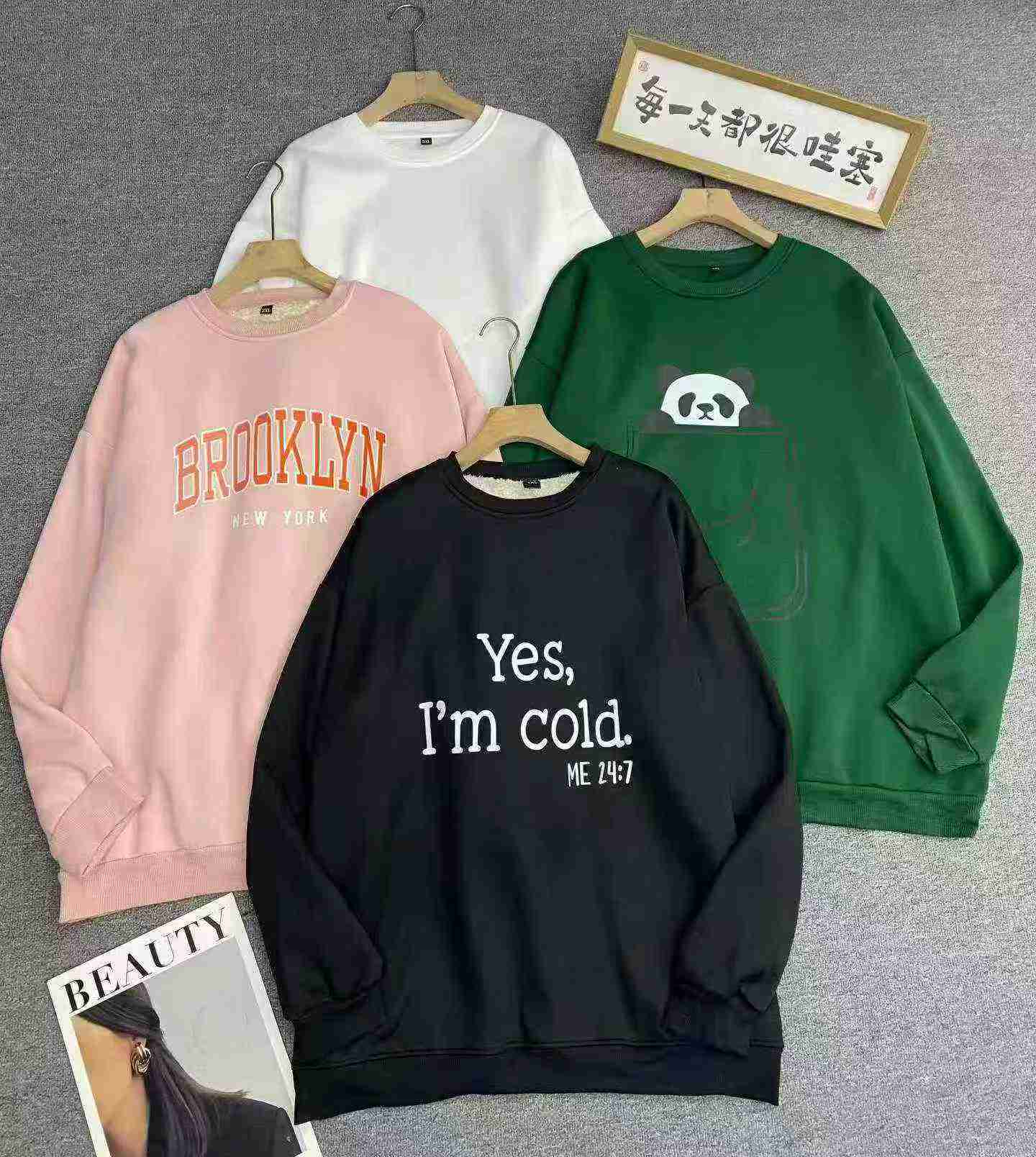 Large Size Thickened Fleece Casual Loose Sweatshirts 1163 Pieces - Image 2