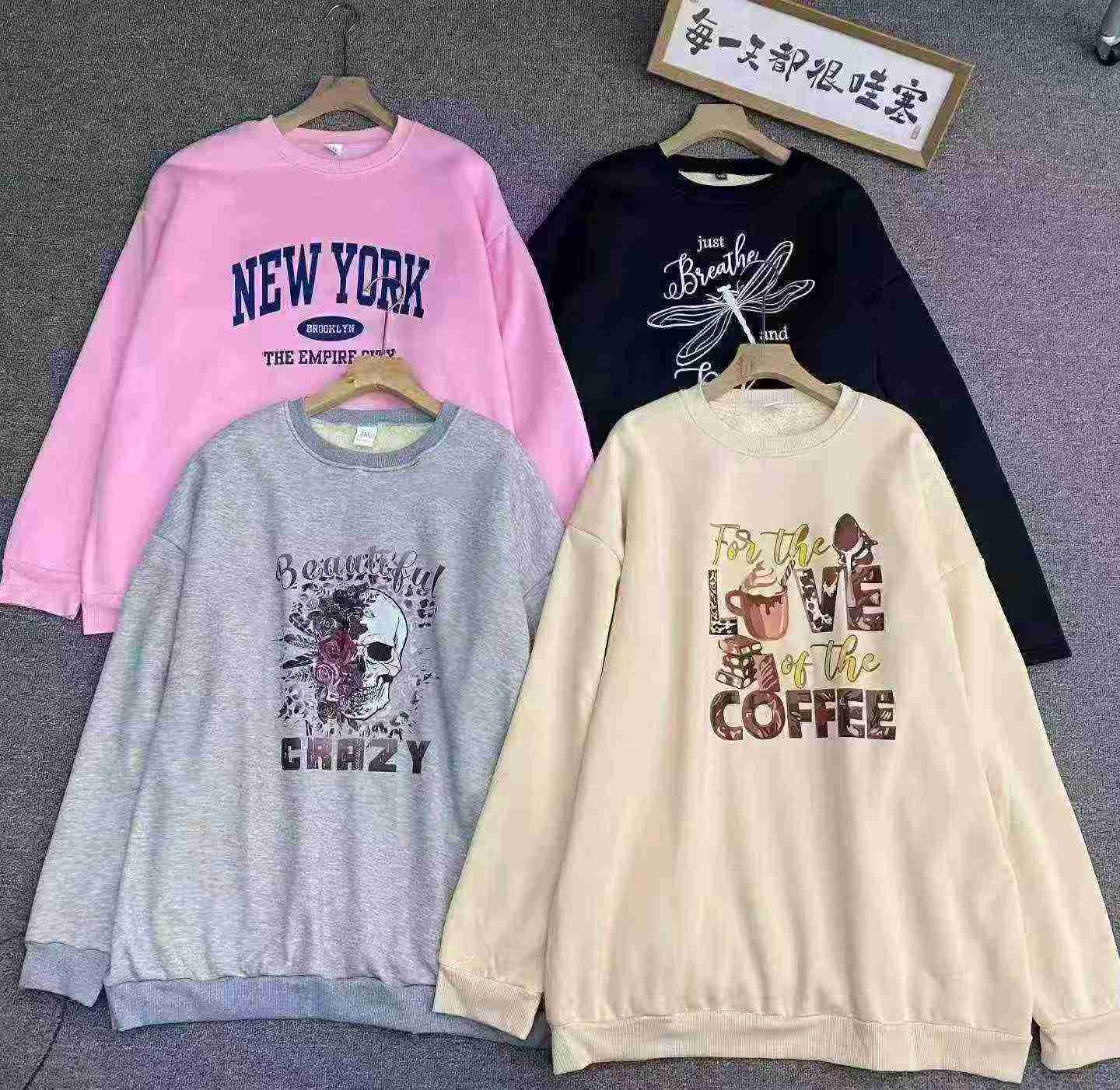 Large Size Thickened Fleece Casual Loose Sweatshirts 1163 Pieces - Image 3