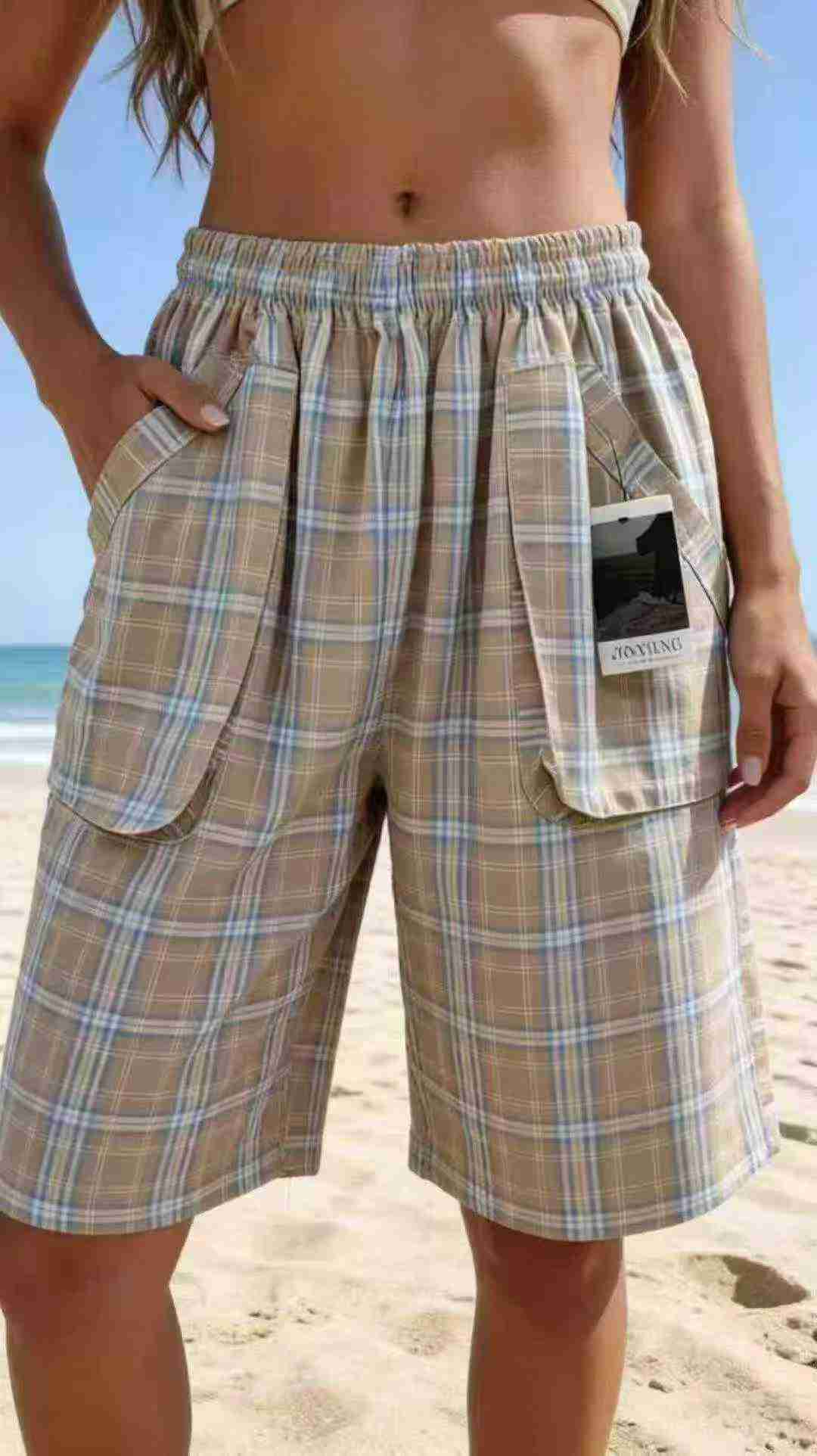 About 4000pcs Plaid Pure Cotton Casual Beach Shorts - Image 2