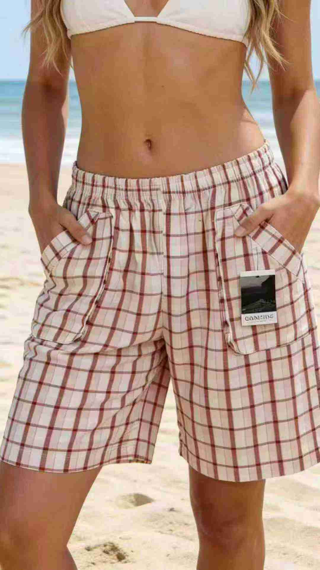 About 4000pcs Plaid Pure Cotton Casual Beach Shorts - Image 4