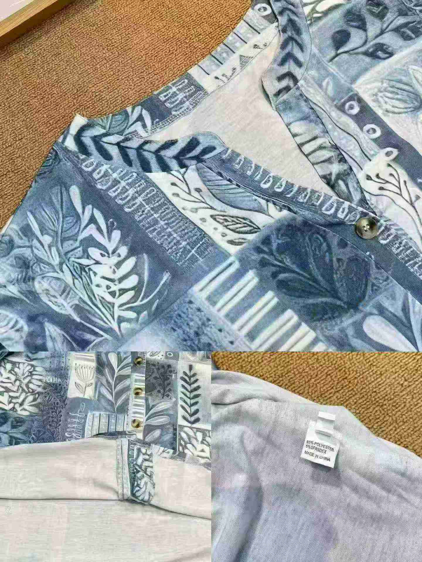 Wholesale Stock 850pcs Stand Collar Vintage Print Plus Size Casual Shirts - Image 8