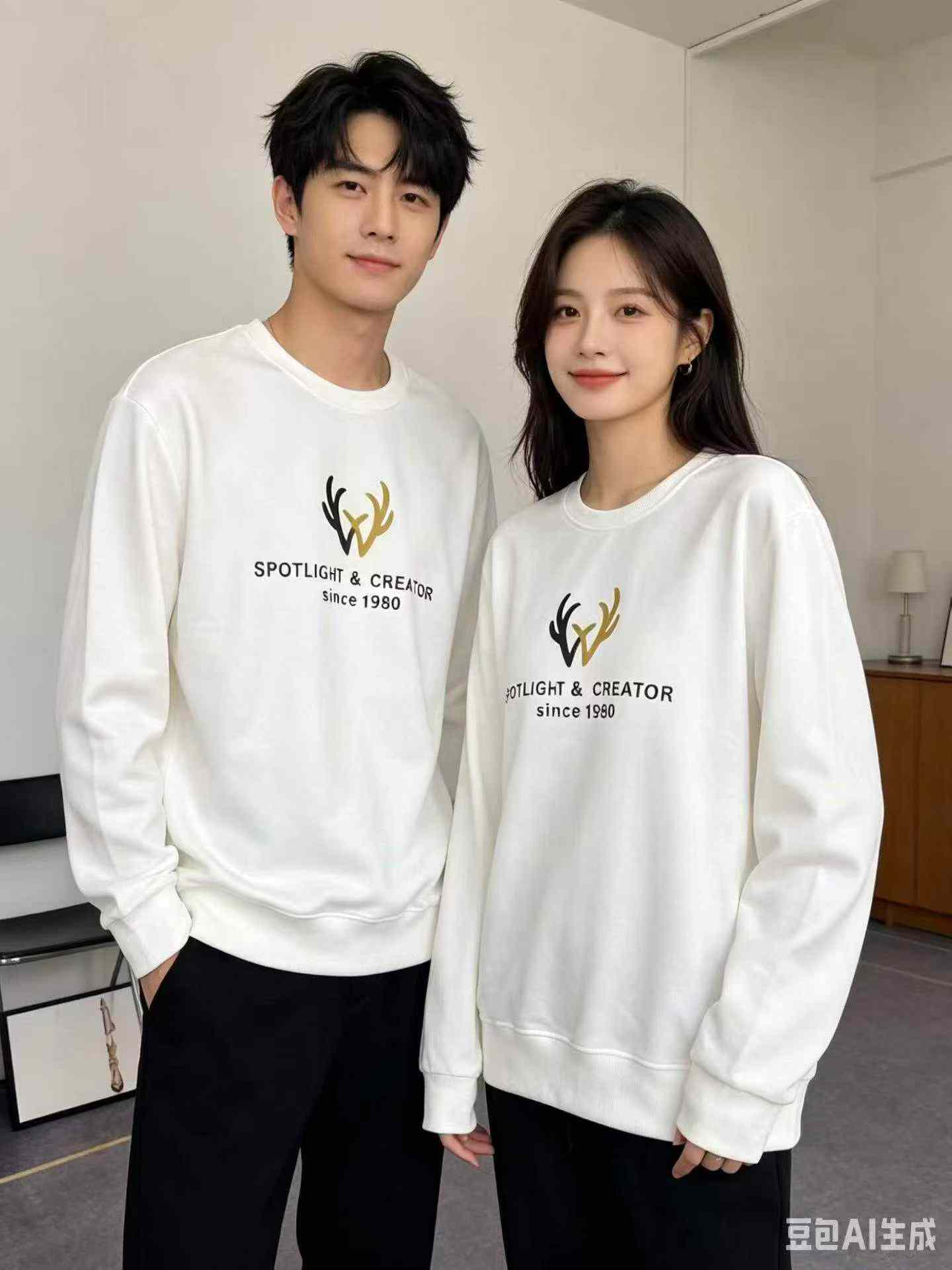 255 Pcs Couple Style Cotton Loose Crew Neck Sweatshirts - Image 2