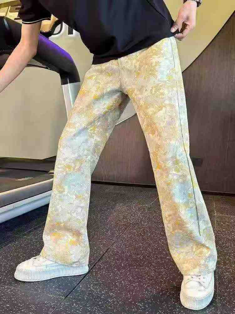 Men's Summer Yellow Jacquard Micro Flared Jeans 340 Pcs - Image 2