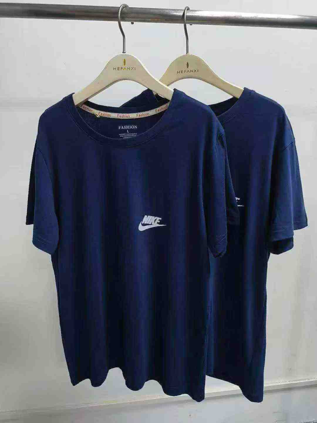 30000 Pieces Men's Cotton Blue Short Sleeve Casual Sports Printed T-shirts - Image 3
