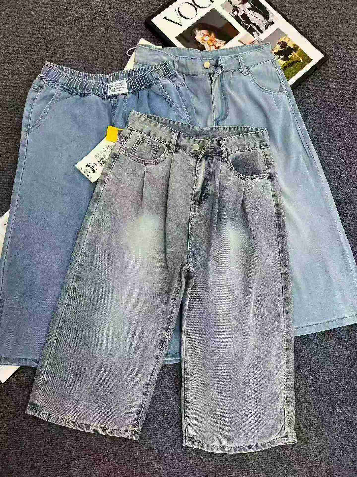 Women's Thin Tencel Cropped Wide Leg Jeans 200PCS Whole Clearance - Image 5