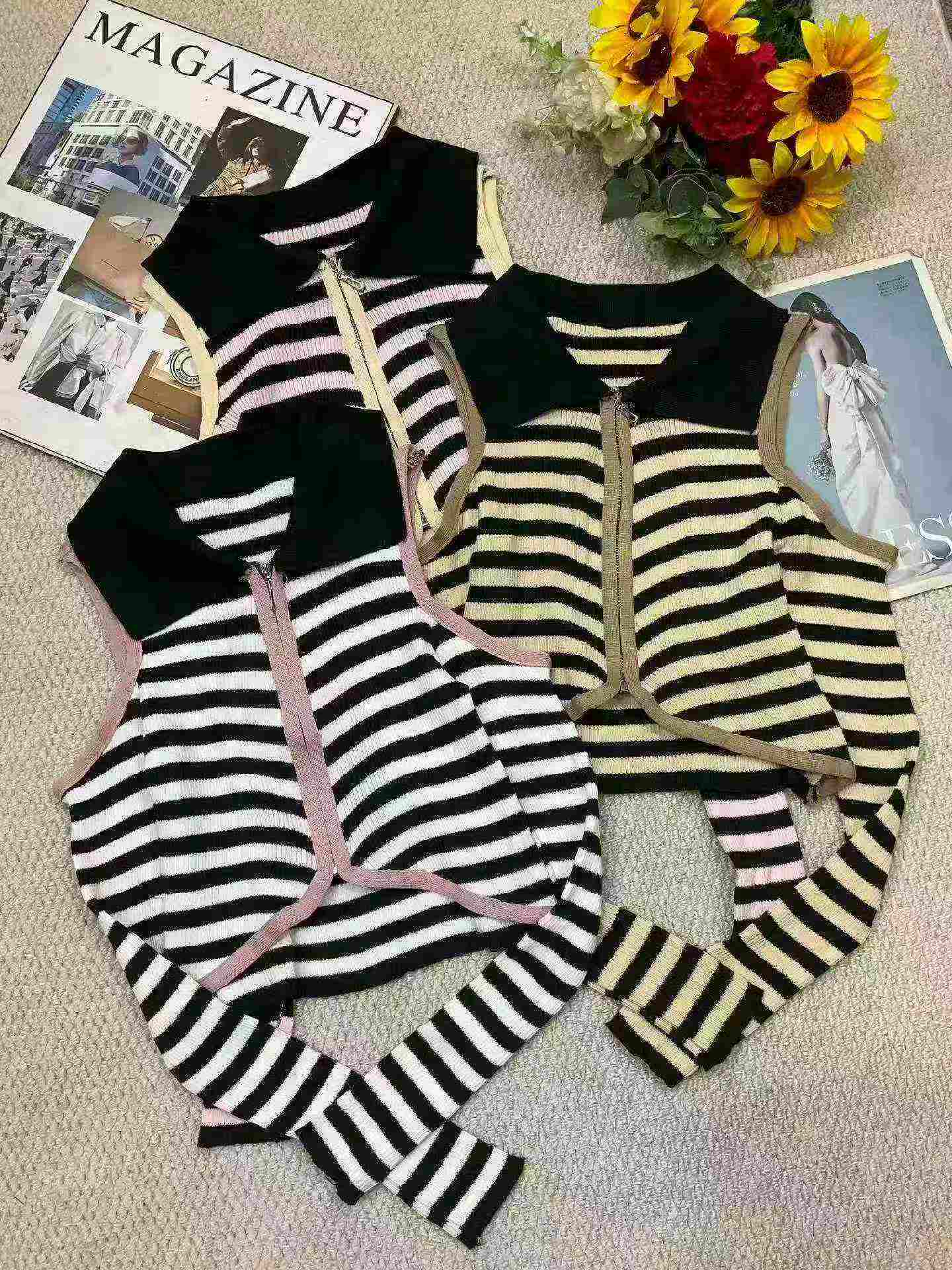 Spring Autumn New Off-shoulder Polo Collar Color-block Stripe Knit Zip Cardigan, 3070pcs, Individual Pack - Image 2