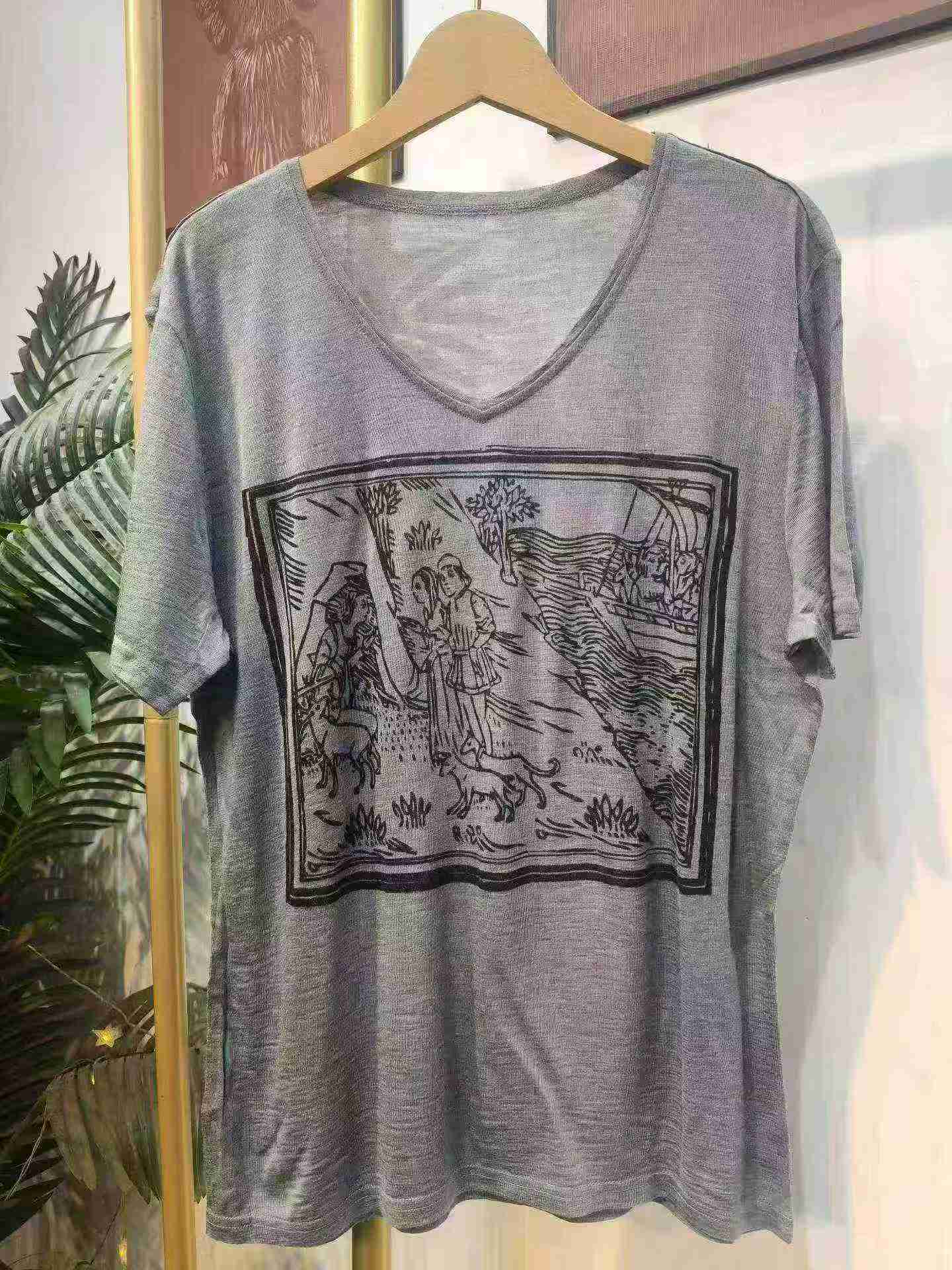 Vipande 252 vya T-shirt za majira ya joto, za kawaida, zenye shingo ya V, zinazofaa jinsia zote - Image 5