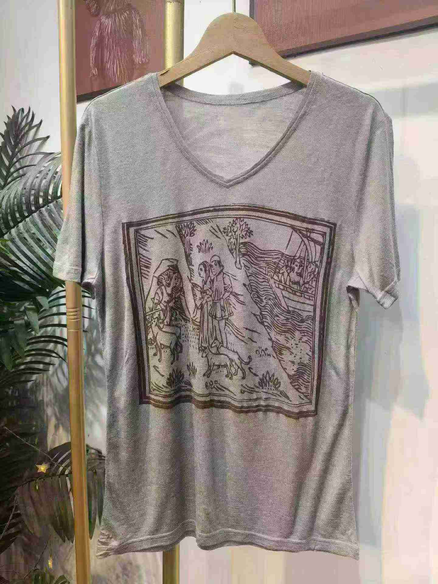 Vipande 252 vya T-shirt za majira ya joto, za kawaida, zenye shingo ya V, zinazofaa jinsia zote - Image 6