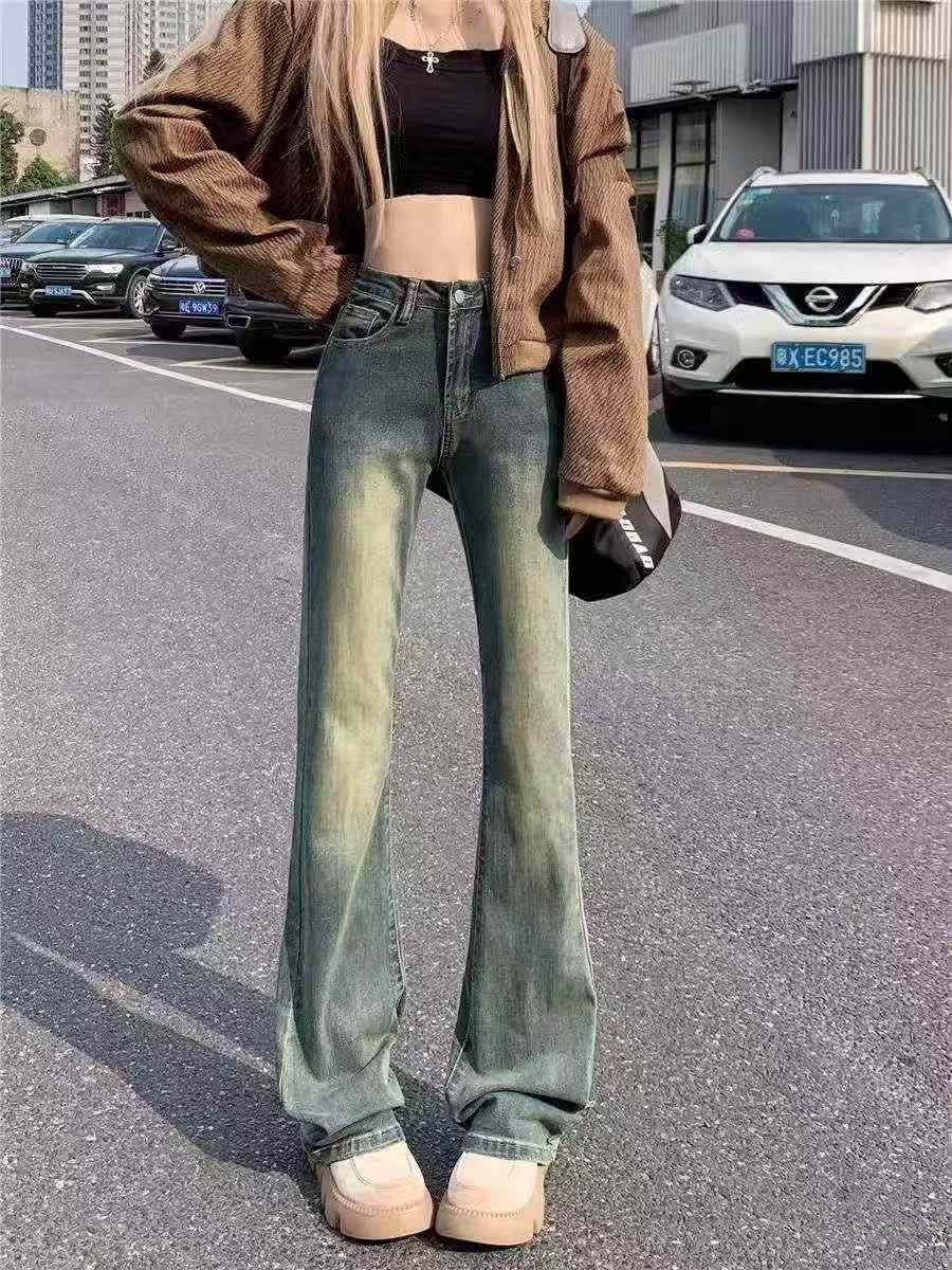 Yangi bahor-kuz yuqori cho'ziluvchan retro yuvilgan paxtali kengayadigan jinsi shimlar, taxminan 700 dona - Image 7
