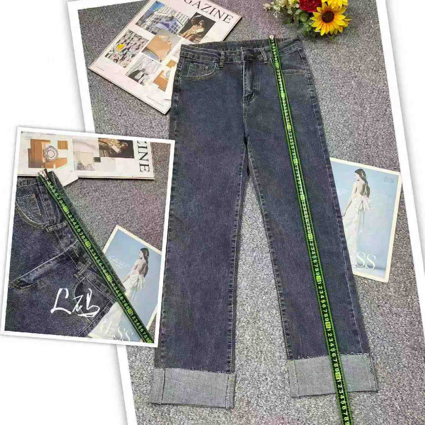 Jeans za Sigara Mpya za Msimu wa Masika na Kiangazi, Zenye Unyumbufu wa Juu, Zilizotengenezwa kwa Pamba Iliyoshwa kwa Mtindo wa Kizamani, Ukubwa S-XL, Takriban Vipande 1150, Vikiwa na Kifurushi cha kila kimoja pamoja na lebo ya kuning'inia - Image 4
