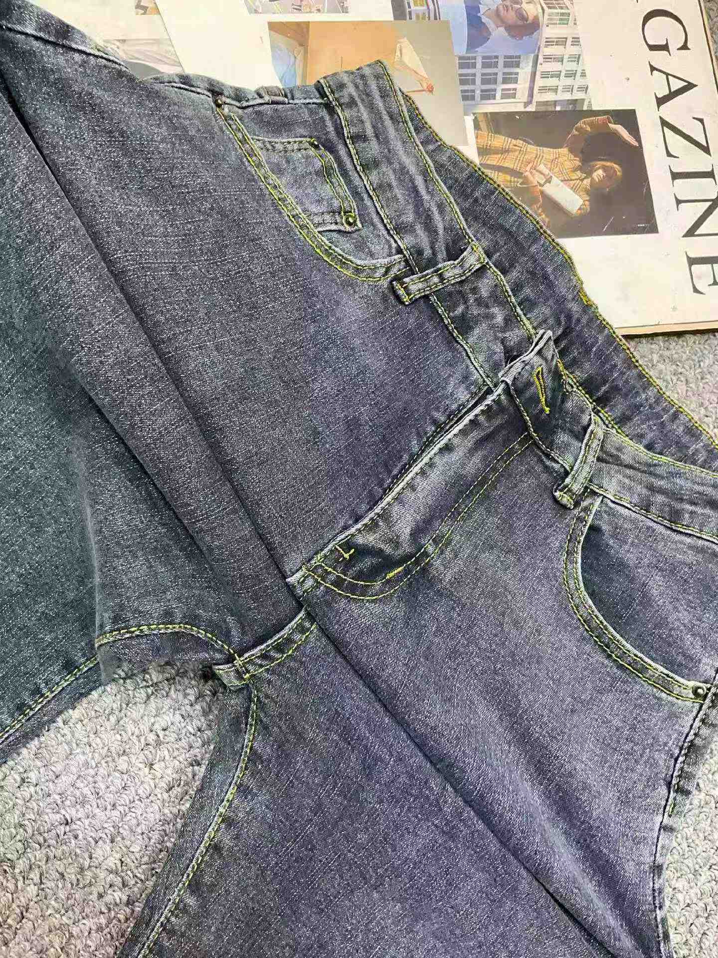 Jeans za Sigara Mpya za Msimu wa Masika na Kiangazi, Zenye Unyumbufu wa Juu, Zilizotengenezwa kwa Pamba Iliyoshwa kwa Mtindo wa Kizamani, Ukubwa S-XL, Takriban Vipande 1150, Vikiwa na Kifurushi cha kila kimoja pamoja na lebo ya kuning'inia - Image 8