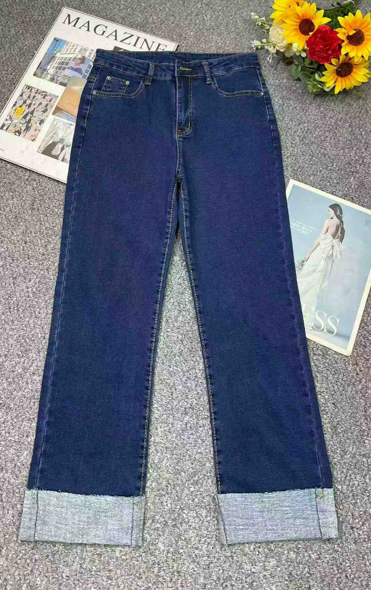 Suruali Mpya za Sigara za Denim ya Pamba Iliyoshwa kwa Mtindo wa Zamani yenye Unyumbufu wa Juu kwa Majira ya Masika na Majira ya Kiangazi, Ukubwa S-4XL, Takribani Vipande 650 - Image 2