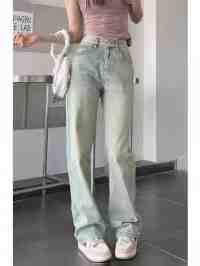 295 Peças Novos Jeans de Perna Larga de Algodão Lavado Retrô Primavera-Verão - Image 7