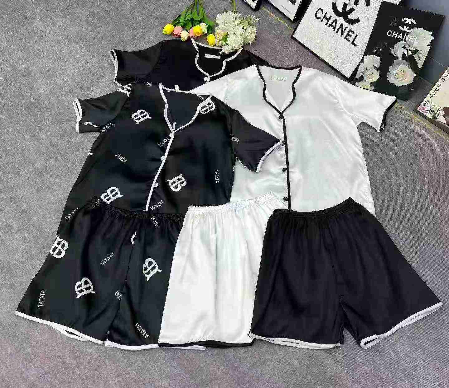 3000 Conjuntos de Pijama Casual Feminino Novo de Verão de Seda Artificial com Manga Curta e Shorts - Image 8