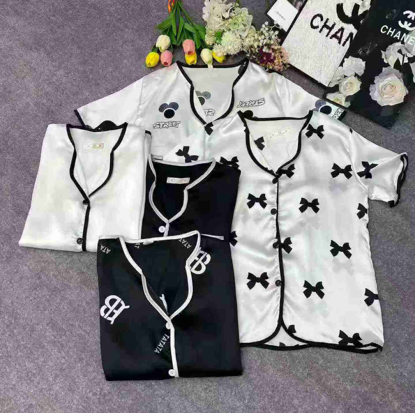 3000 Conjuntos de Pijama Casual Feminino Novo de Verão de Seda Artificial com Manga Curta e Shorts - Image 9