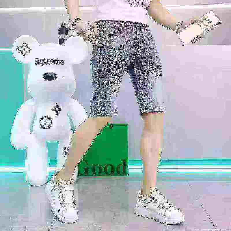 Men's Summer Trendy Stretch Denim Printed Embroidered Shorts 450PCS Wholesale - Image 2
