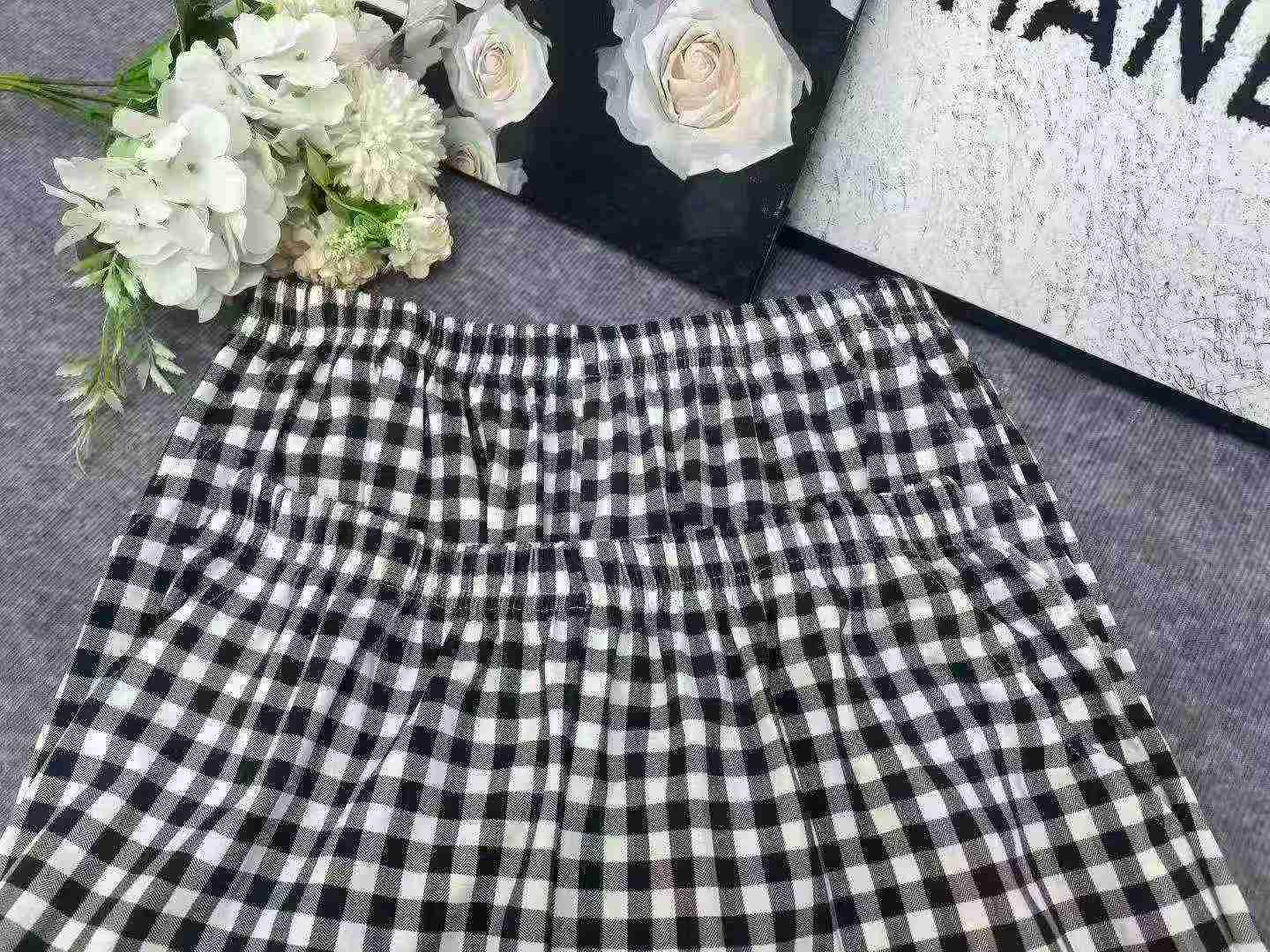New Summer Women's Black White Plaid High Waist Straight Casual Pants, 476 Pcs Sizes M to XL - Image 3
