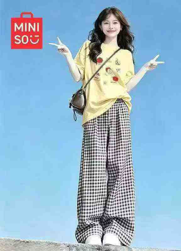 New Summer Women's Black White Plaid High Waist Straight Casual Pants, 476 Pcs Sizes M to XL - Image 4