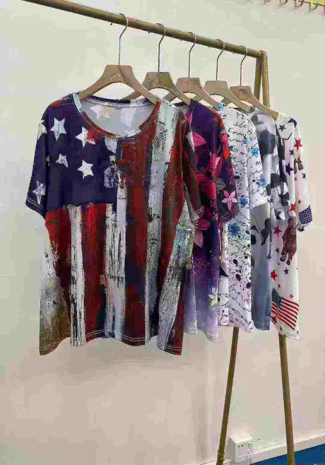 240 Keping T-Shirt Lengan Pendek Leher Bulat Bercorak Gaya Longgar Kasual - Image 2