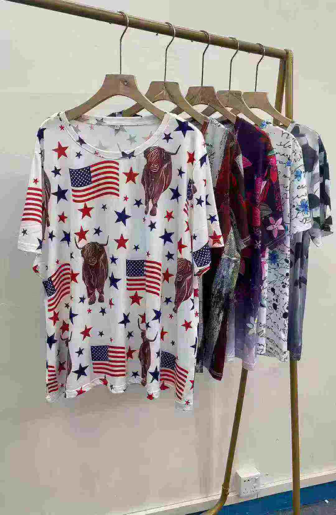 240 Keping T-Shirt Lengan Pendek Leher Bulat Bercorak Gaya Longgar Kasual - Image 6