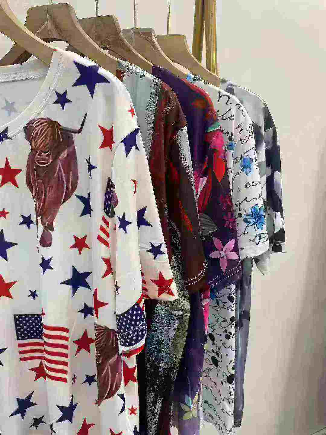 240 Keping T-Shirt Lengan Pendek Leher Bulat Bercorak Gaya Longgar Kasual - Image 8