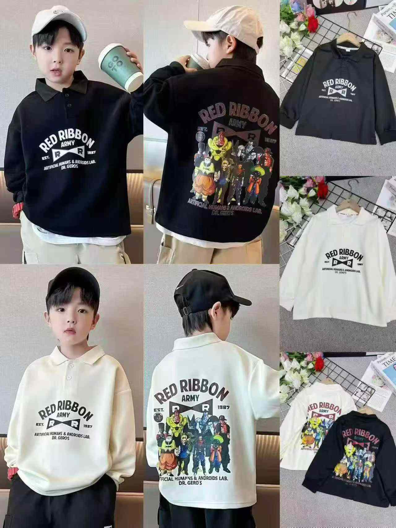 Bluzy bawełniane dla dzieci z kołnierzykiem polo, łącznie 205 sztuk, indywidualne opakowanie - Image 2