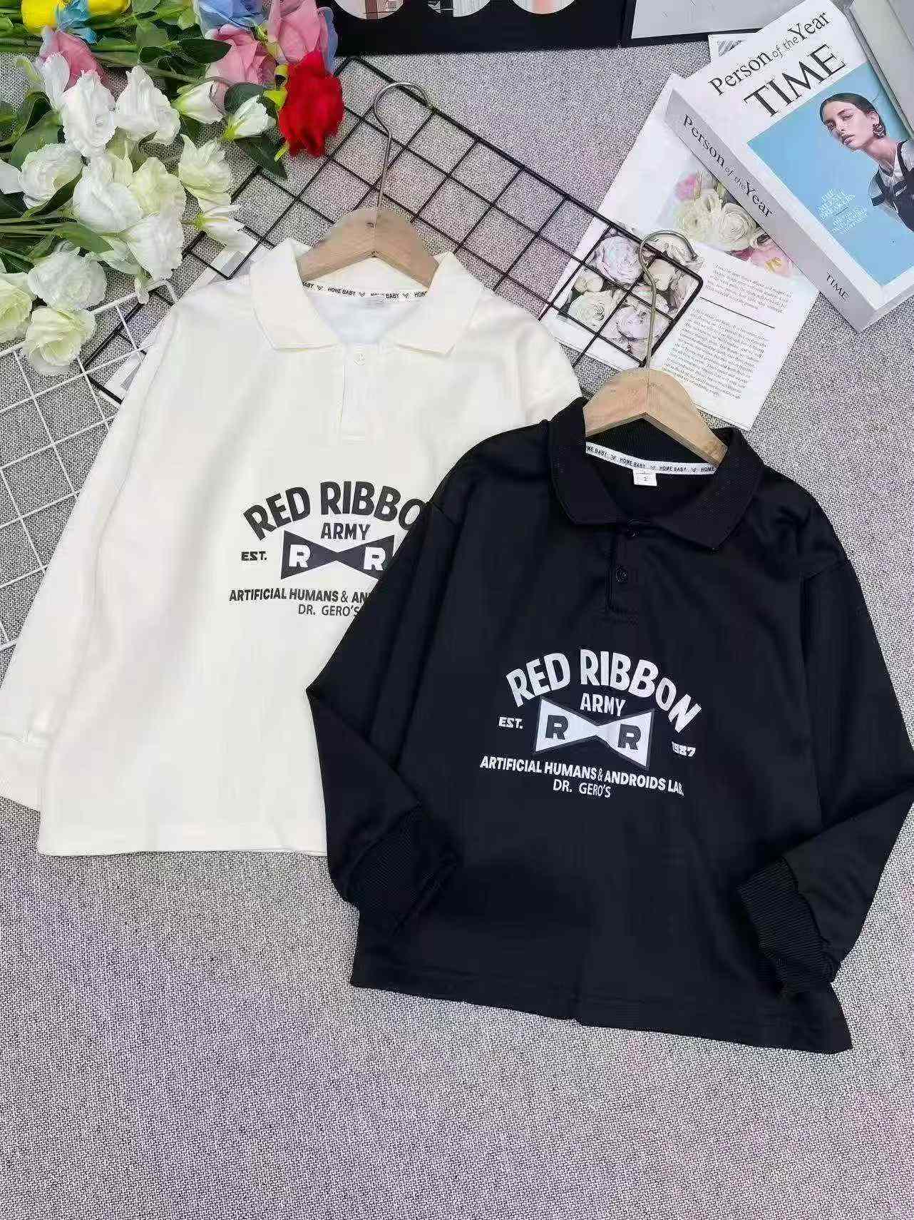 Bluzy bawełniane dla dzieci z kołnierzykiem polo, łącznie 205 sztuk, indywidualne opakowanie - Image 9