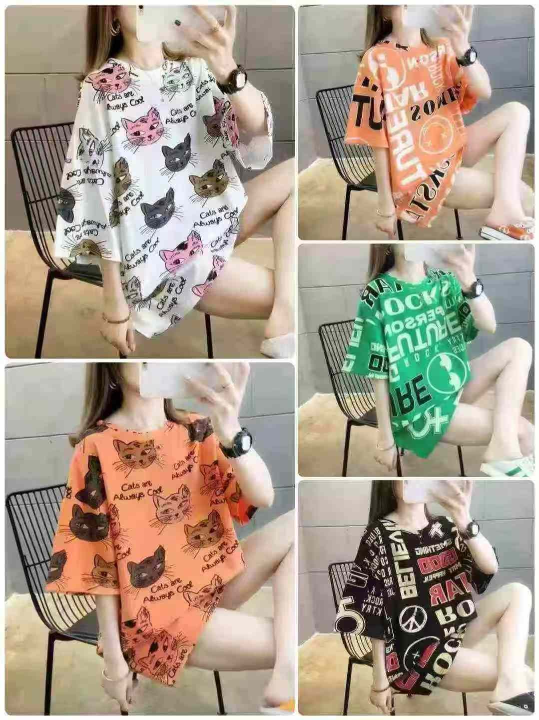 4440 sztuk damskich oversize letnich krótkorękawowych T-shirtów z nadrukiem - Image 2