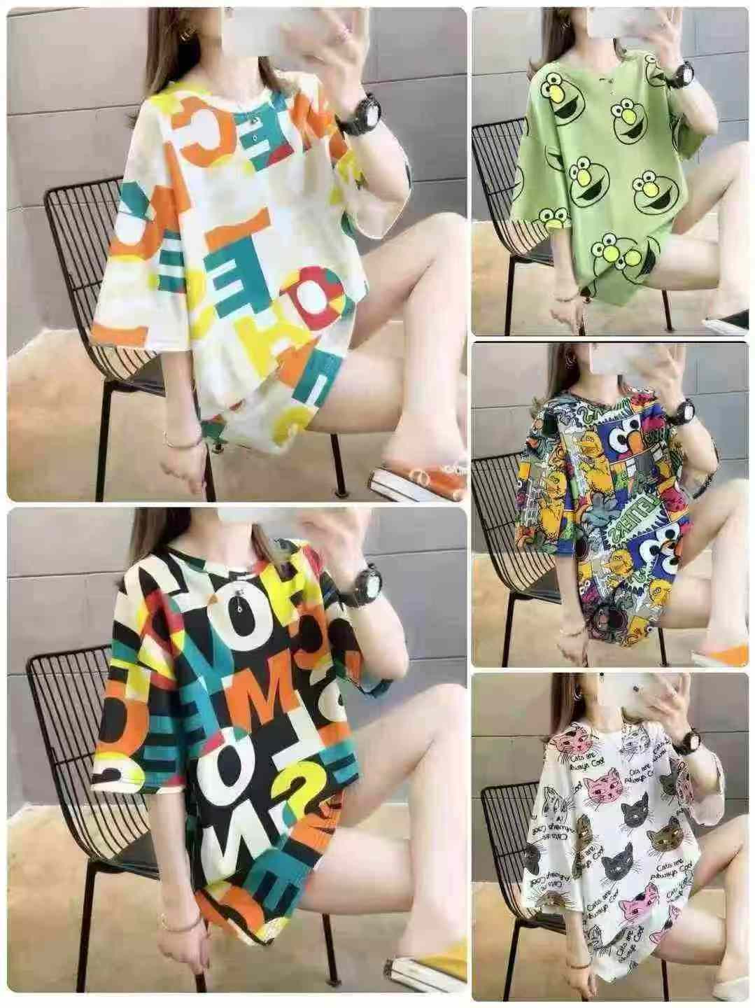 4440 sztuk damskich oversize letnich krótkorękawowych T-shirtów z nadrukiem - Image 3