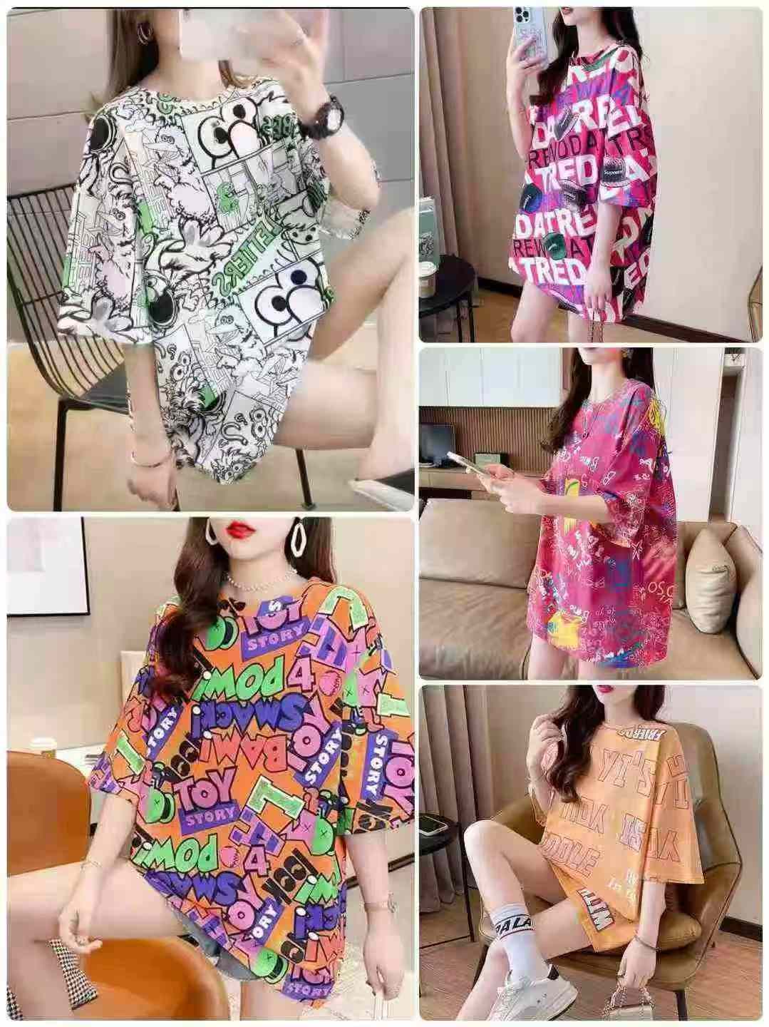 4440 sztuk damskich oversize letnich krótkorękawowych T-shirtów z nadrukiem - Image 4